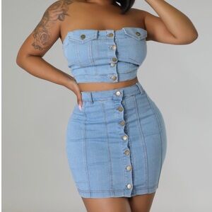 Denim Blue Button-Up Skirt